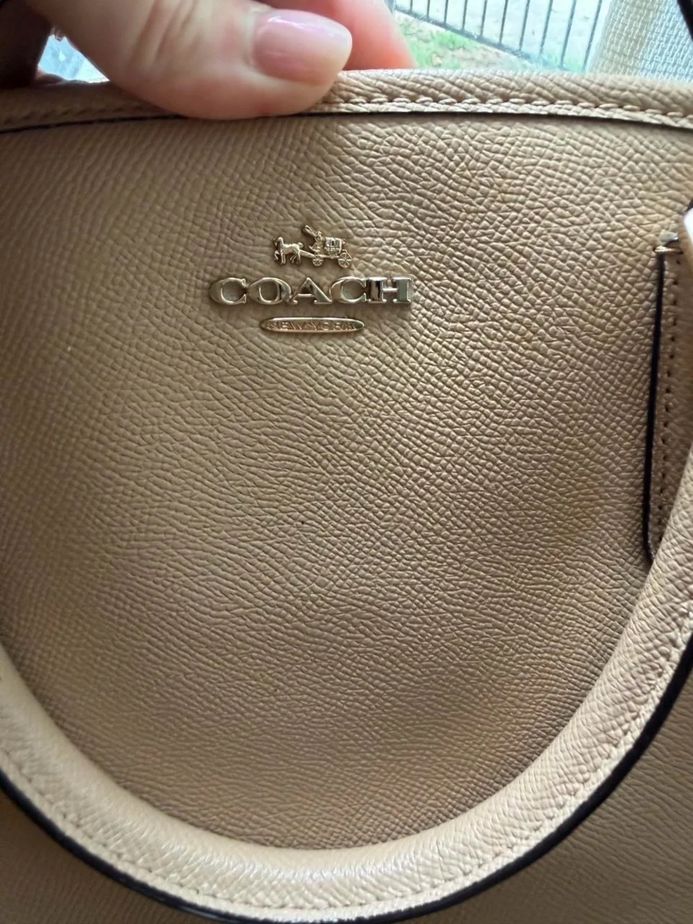 Coach Pebble Leather Satchel in Light Beige